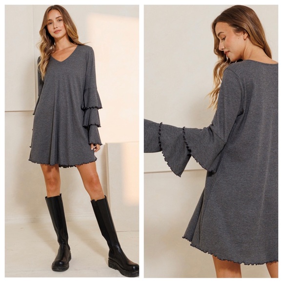 #11 Boho Perfect Ruffle Point Long Sleeve dress - Picture 2 of 3